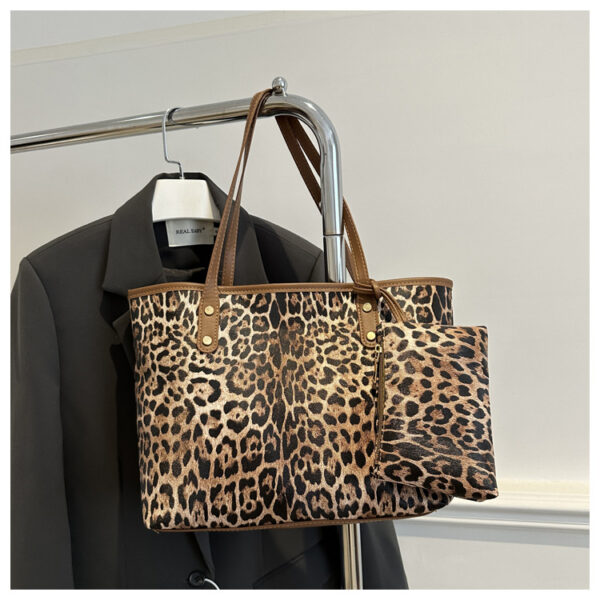Leopard Print Tote Bag with Pouch - Image 2