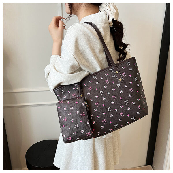 Bow Print Tote Bag with Pouch - Image 3