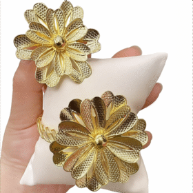 Gold Flower Bracelet & Ring Set