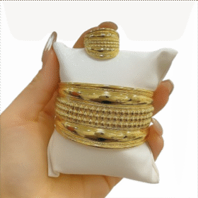 Gold Bangle & Ring Set