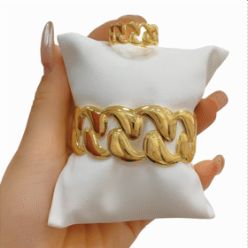 Gold Chunky Chain Bracelet & Ring Set